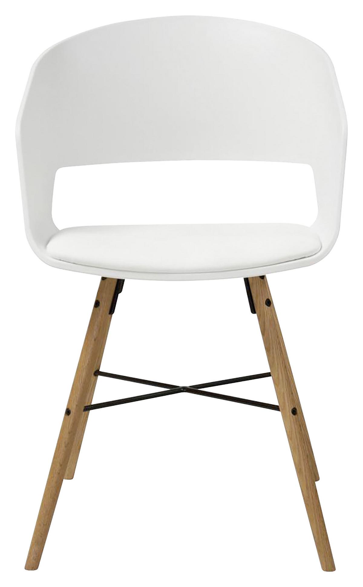 KRZESŁO Z PODŁOKIETNIKAMI LUNA 10 - kolor bukowy/biały, Lifestyle, tworzywo sztuczne/metal (51,5/80,5/52cm) - Livetastic