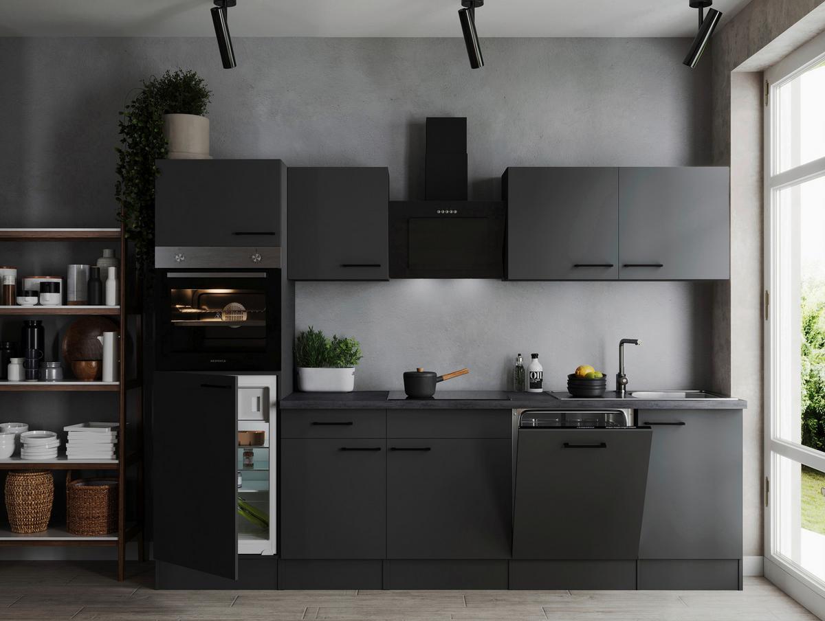 Kuhinjski Blok Z Aparati Oliver, 280cm - temno siva/črna, Design, kovina/leseni material (280cm) - Respekta