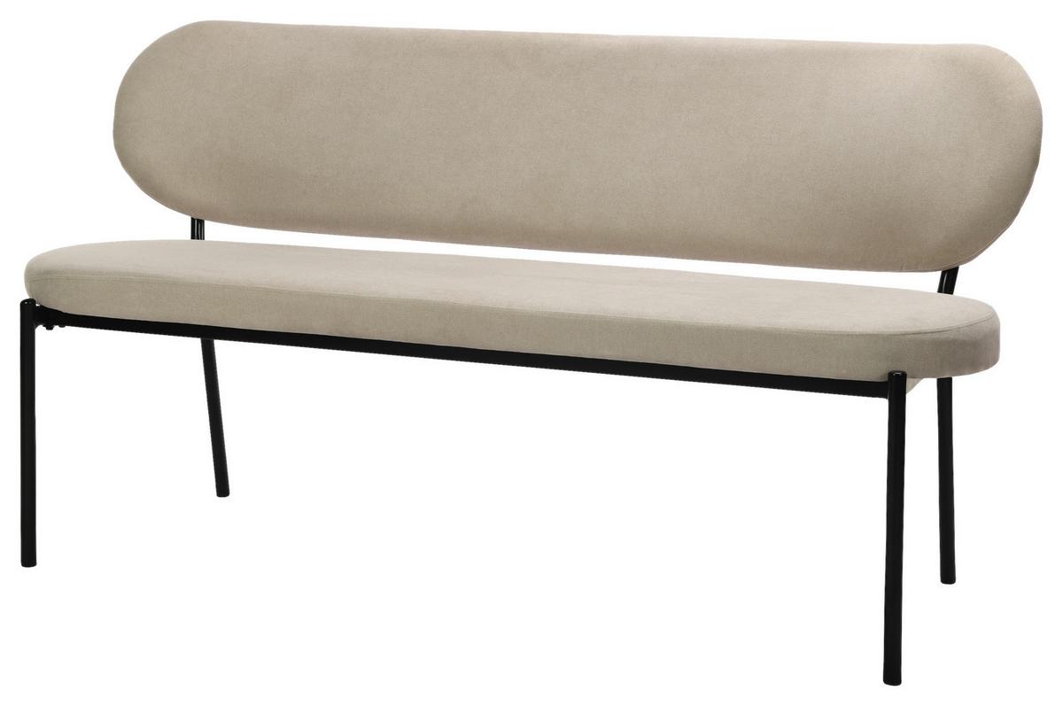 Sitzbank Jersey Taupe/Schwarz - Taupe/Schwarz, Design, Textil/Metall (160/82/62cm) - MID.YOU