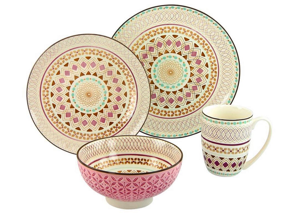 Kombinirani Servis Mandala Bunt, 16-Delni - večbarvno, Basics, keramika - Creatable
