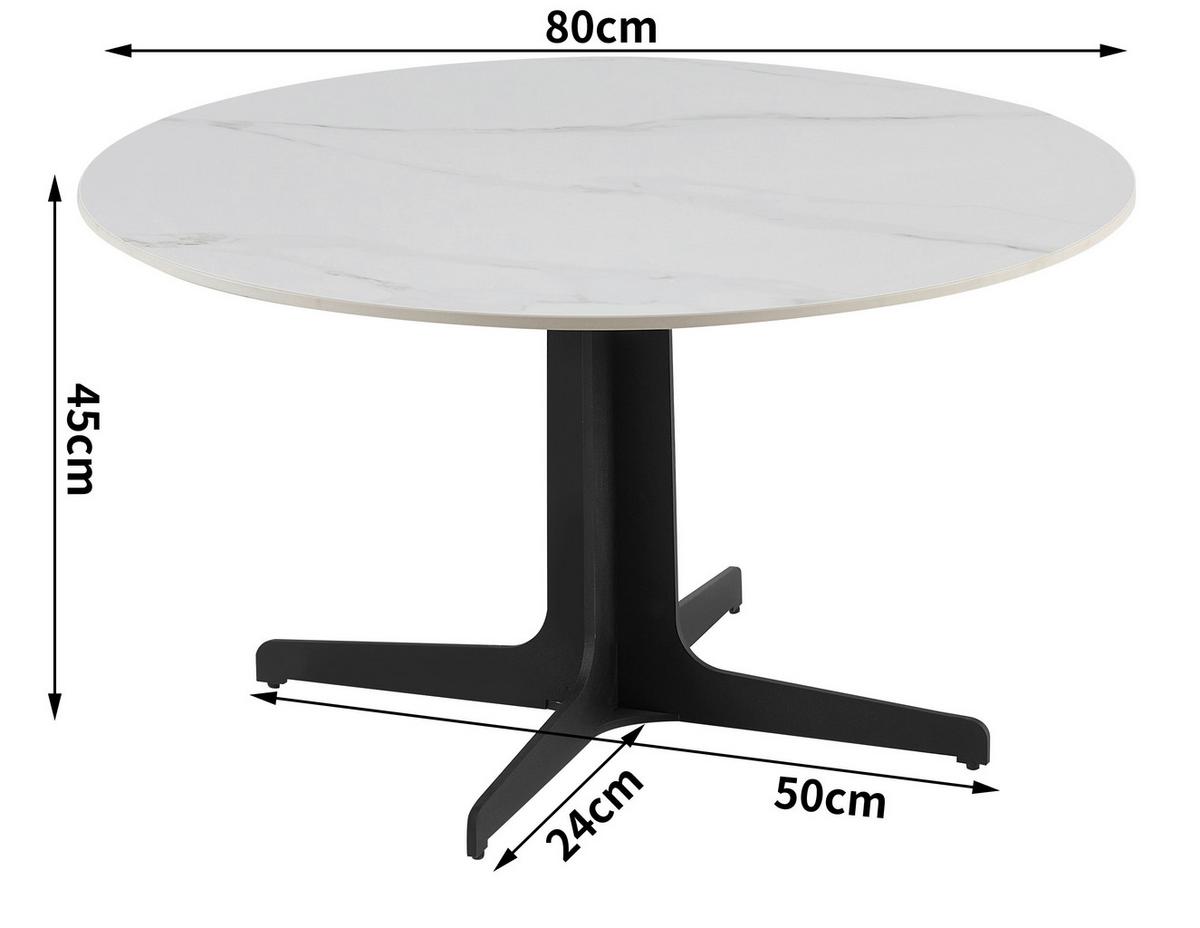 Măsuță de cafea WHITE PEARL 3 - alb/negru, Modern, ceramică/metal (80/45/80cm) - Modern Living