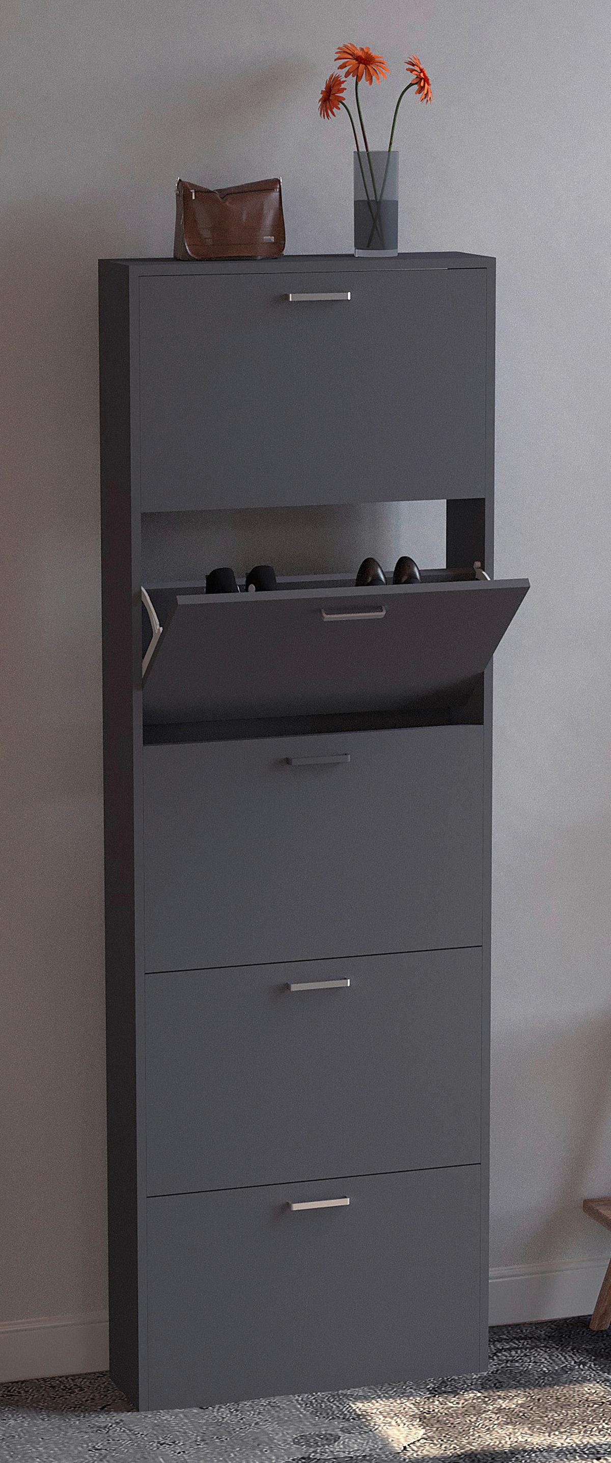 SCHUHSCHRANK SULOS XL - Anthrazit/Silberfarben, Design, Holzwerkstoff/Kunststoff (59/179/17cm) - MID.YOU