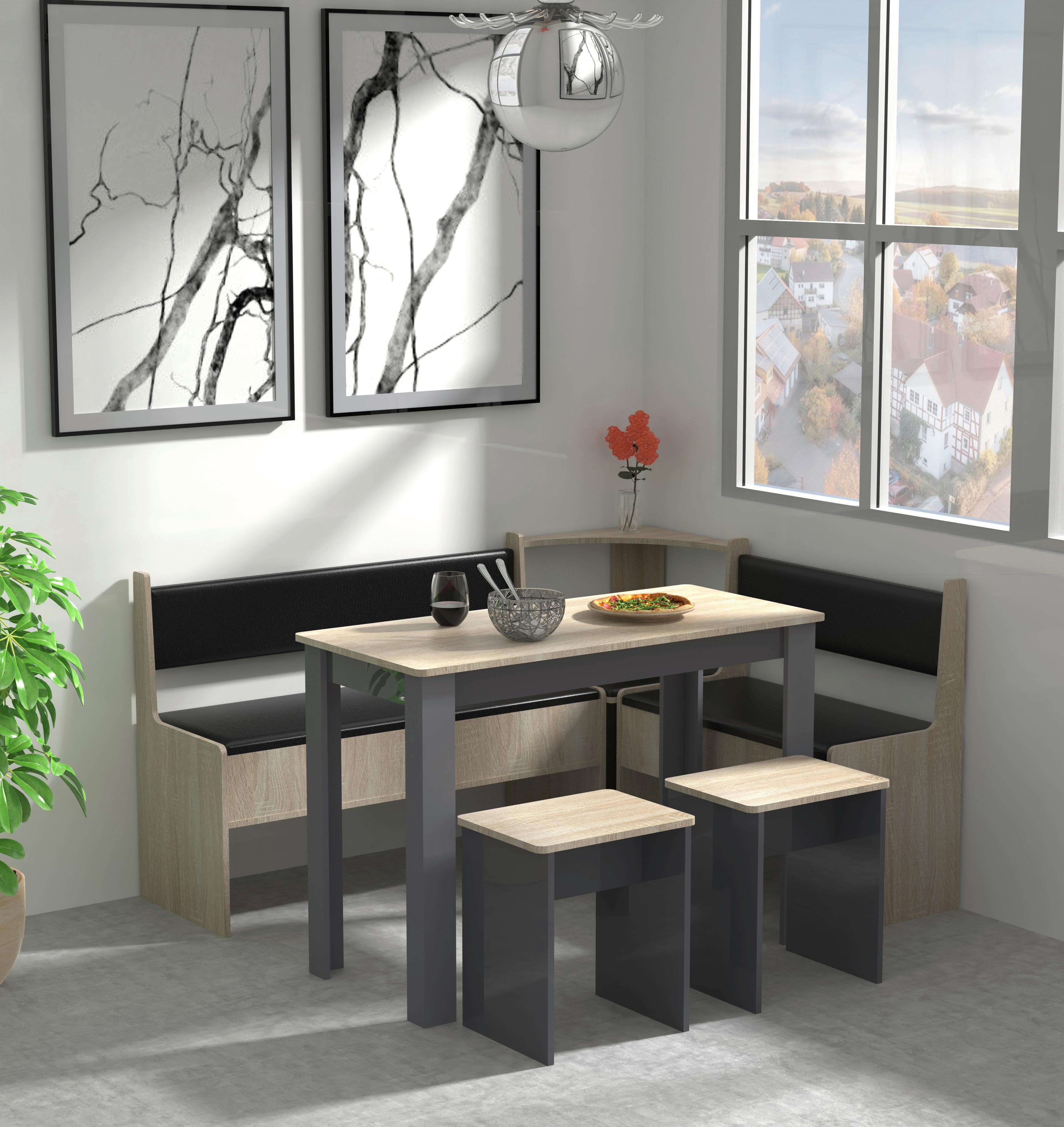 Kotna Garnitura Esal, Siva, Hrast - antracit, Moderno, leseni material (153/115cm) - MID.YOU