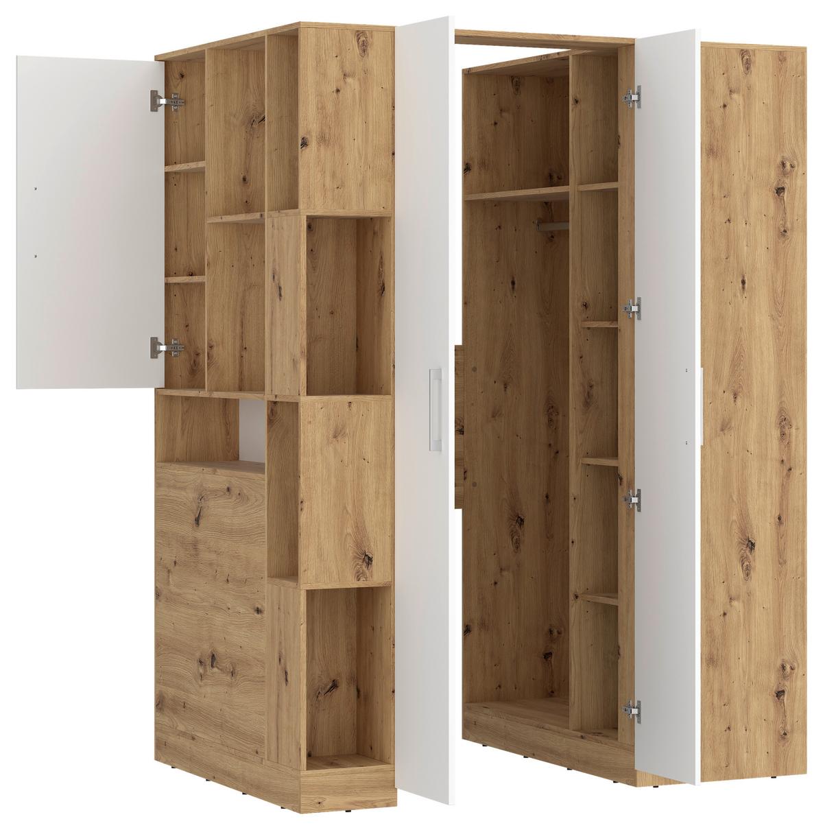 Ormar Kutni Box - bijela/hrast Artisan, Moderno, drvni materijal (120/205/150cm) - Modern Living