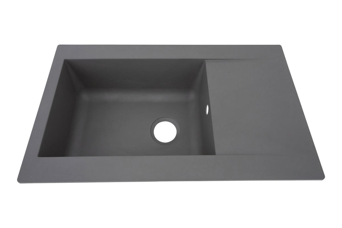 Einbauspüle Denver ca. 86x20x50 cm Grau - Grau, Trend, Glas/Kunststoff (86/20/50cm) - Respekta