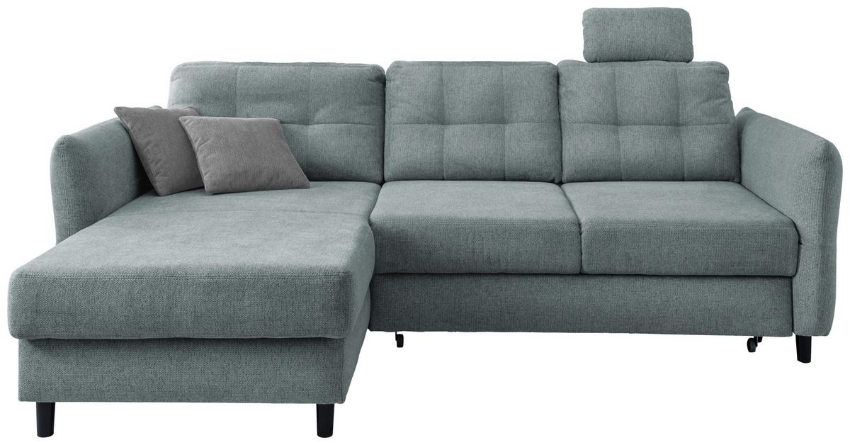 Wohnlandschaft Brizzini Mintgrau Chenille - Mintgrau/Blau, MODERN, Holz/Textil (176/250-280cm) - Livetastic