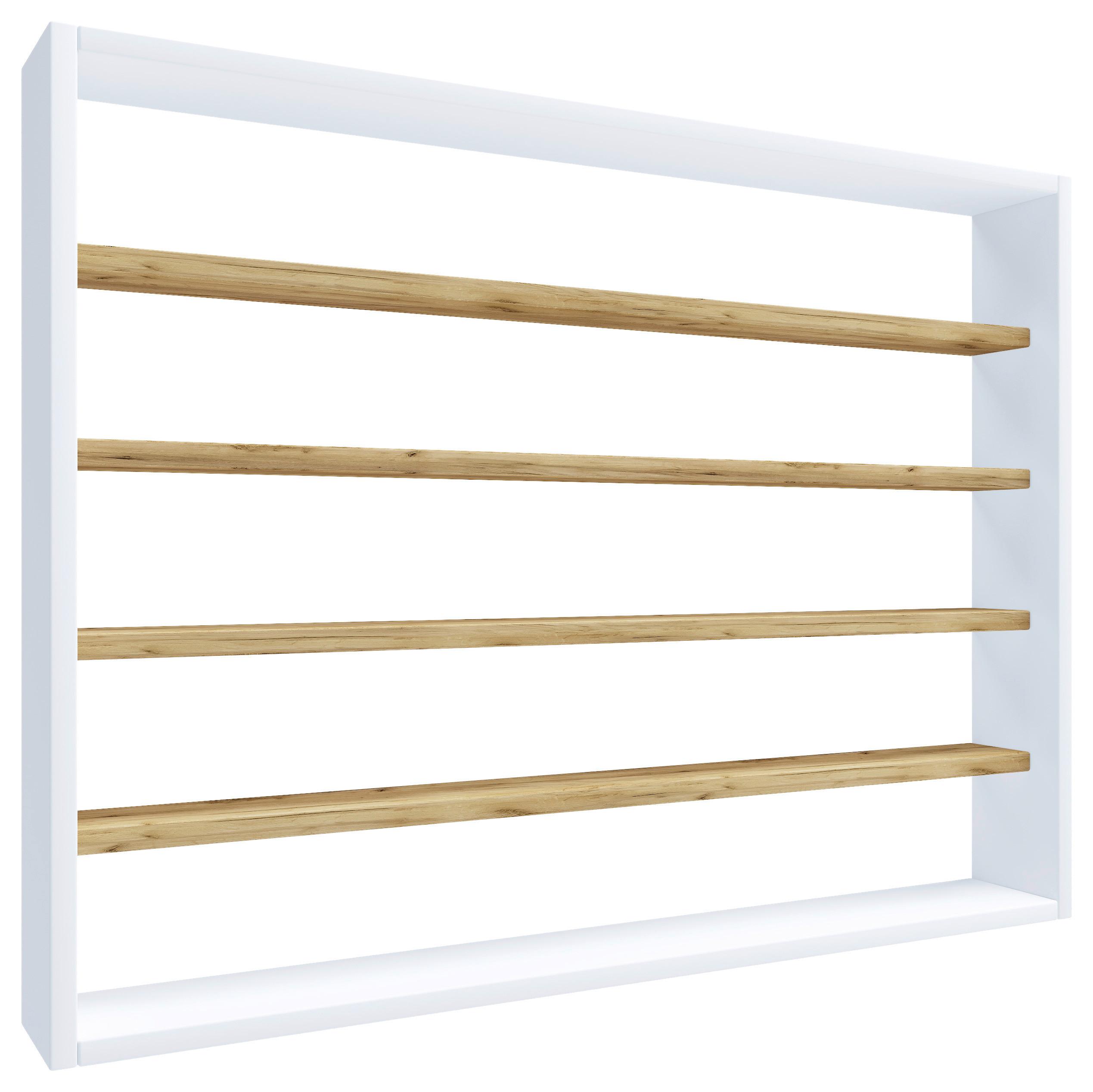 Kuhinjski Regal Esaldi L, Bela, Barva Hrasta - bela/medeni hrast, Basics, leseni material (80/60/10cm) - MID.YOU