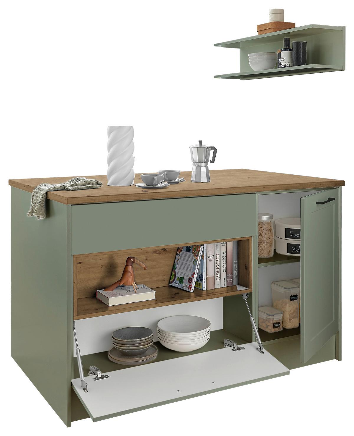 Konyhasziget Marseille I 145 Green2 - fekete/Artisan tölgy, Design, faalapú anyag/fém (145/90/90cm) - MID.YOU