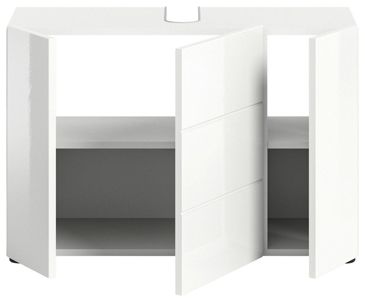 Waschbeckenunterschrank Vira ca. 82x56 cm Weiß - Weiß Hochglanz/Schwarz, MODERN, Holzwerkstoff/Kunststoff (82/56/34cm) - MID.YOU