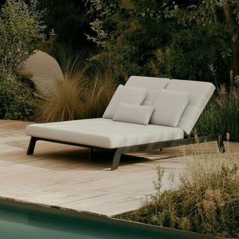 Gartenliege Nouri Hellgrau Metall/Textil - Hellgrau, MODERN, Textil/Metall (202/37/143cm) - Bessagi Garden