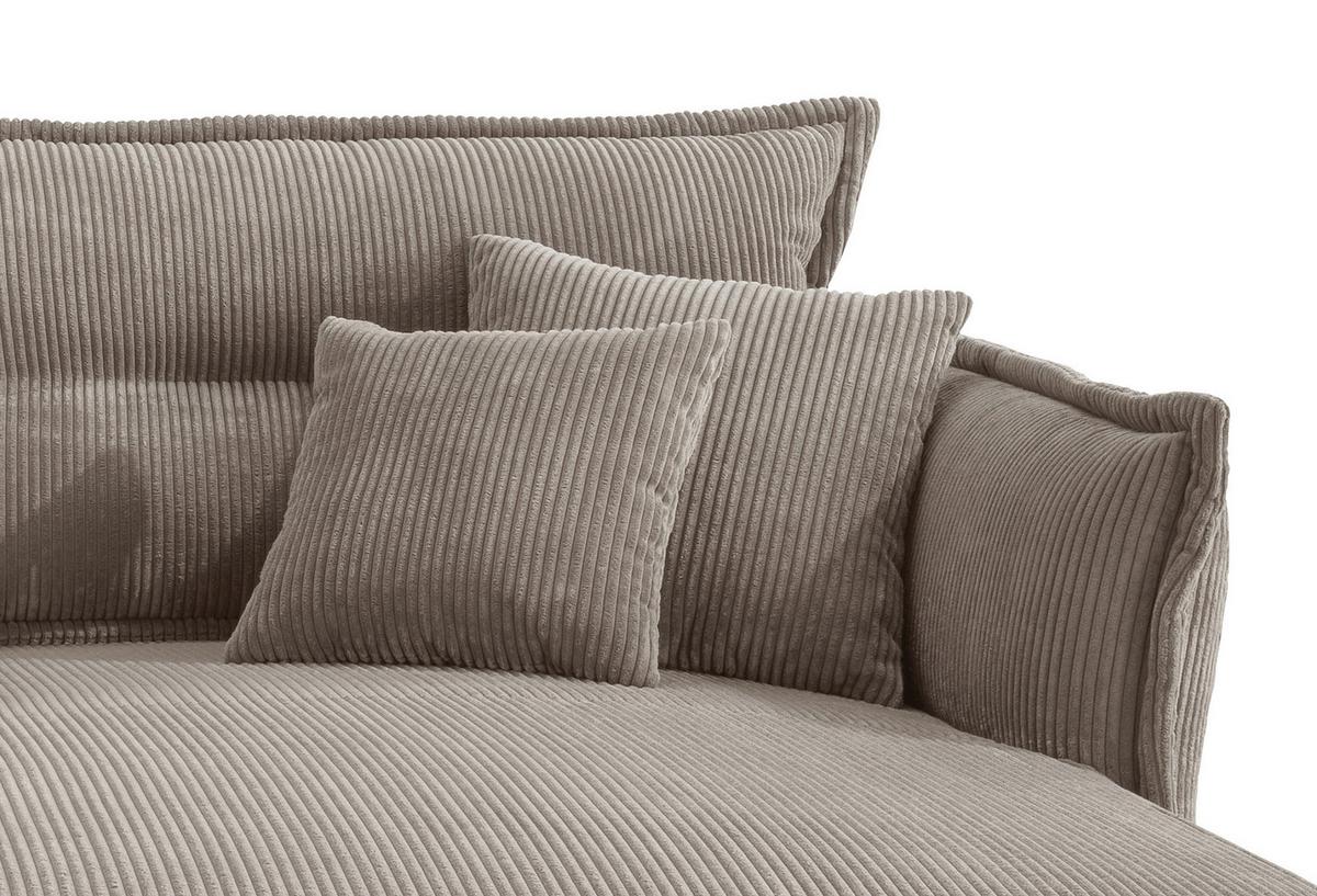 Wohnlandschaft Lava Graubraun Cord - Graubraun/Schwarz, MODERN, Textil/Metall (255/180cm) - Livetastic