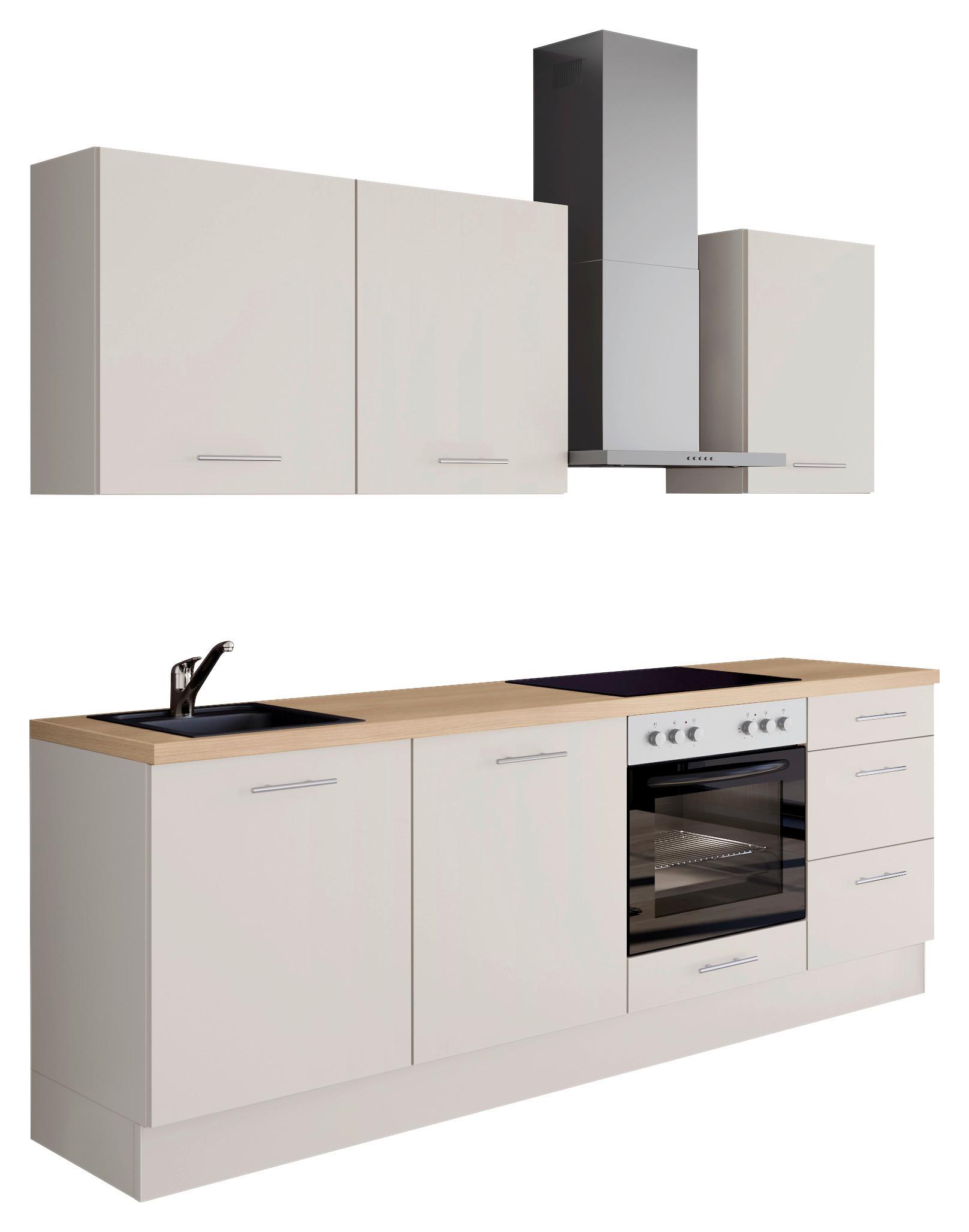 Küchenblock IKZ mit Geräten ca. 230 cm Magnolie - Edelstahlfarben/Eichefarben, Design, Holzwerkstoff/Metall (230cm) - Impuls