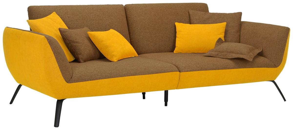 Bigsofa Trendy Senfgelb - Senfgelb/Schwarz, MODERN, Holzwerkstoff (260/93/124cm) - Premium Living