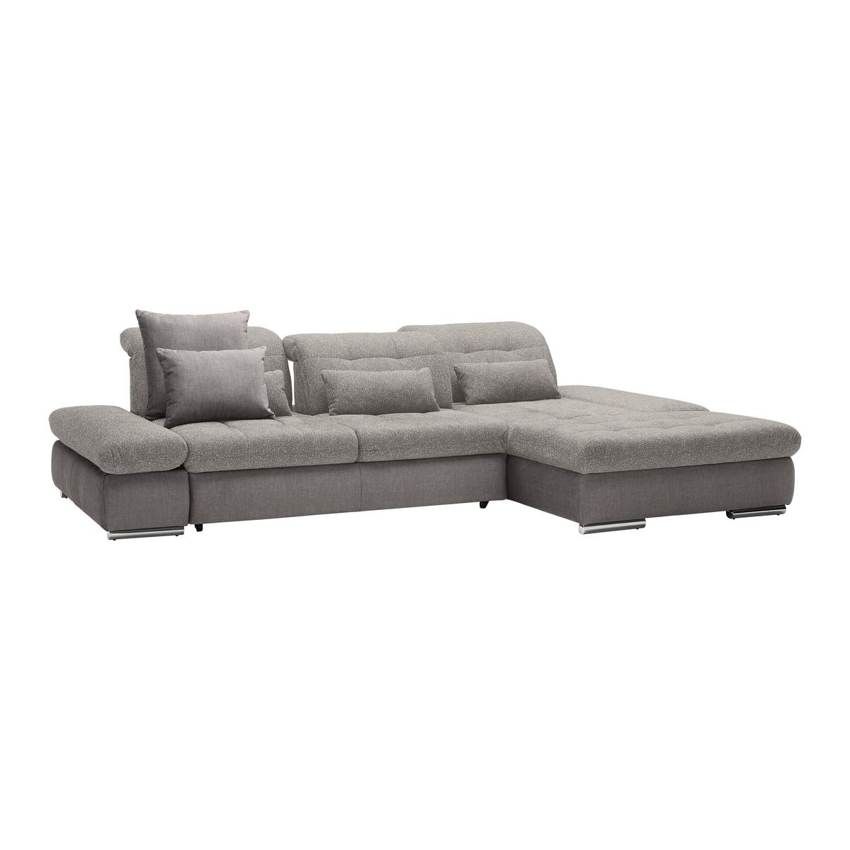 Wohnlandschaft Sanfino Silberfarben - Chromfarben/Silberfarben, KONVENTIONELL, Holz/Textil (305/79-96/199cm) - Premium Living