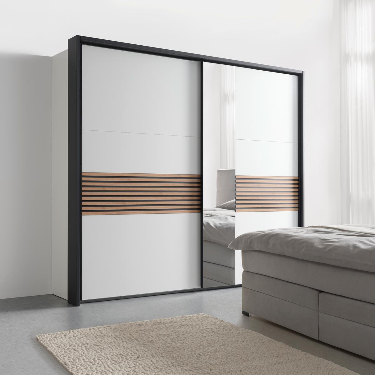 SZAFA PRZESUWNA/PODWIESZ.DRZWI LEO -EXKLUSIV- - czarny/biały, Konventionell, materiał drewnopochodny/metal (250/216/65cm) - Premium Living