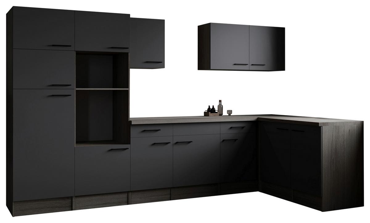 Kotna Kuhinja Brez Aparatov Oliver, 340x172cm - črna/siva, Design, kovina/leseni material (340/172cm) - Respekta