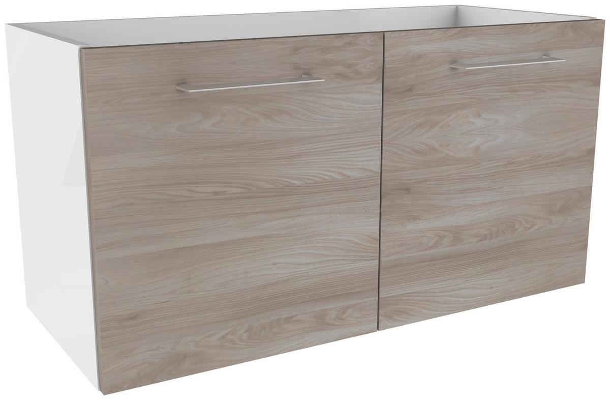 Waschtischunterschrank "Lima", weiß, esche - Chromfarben/Eschefarben, MODERN, Holzwerkstoff/Metall (80/42/35cm) - MID.YOU