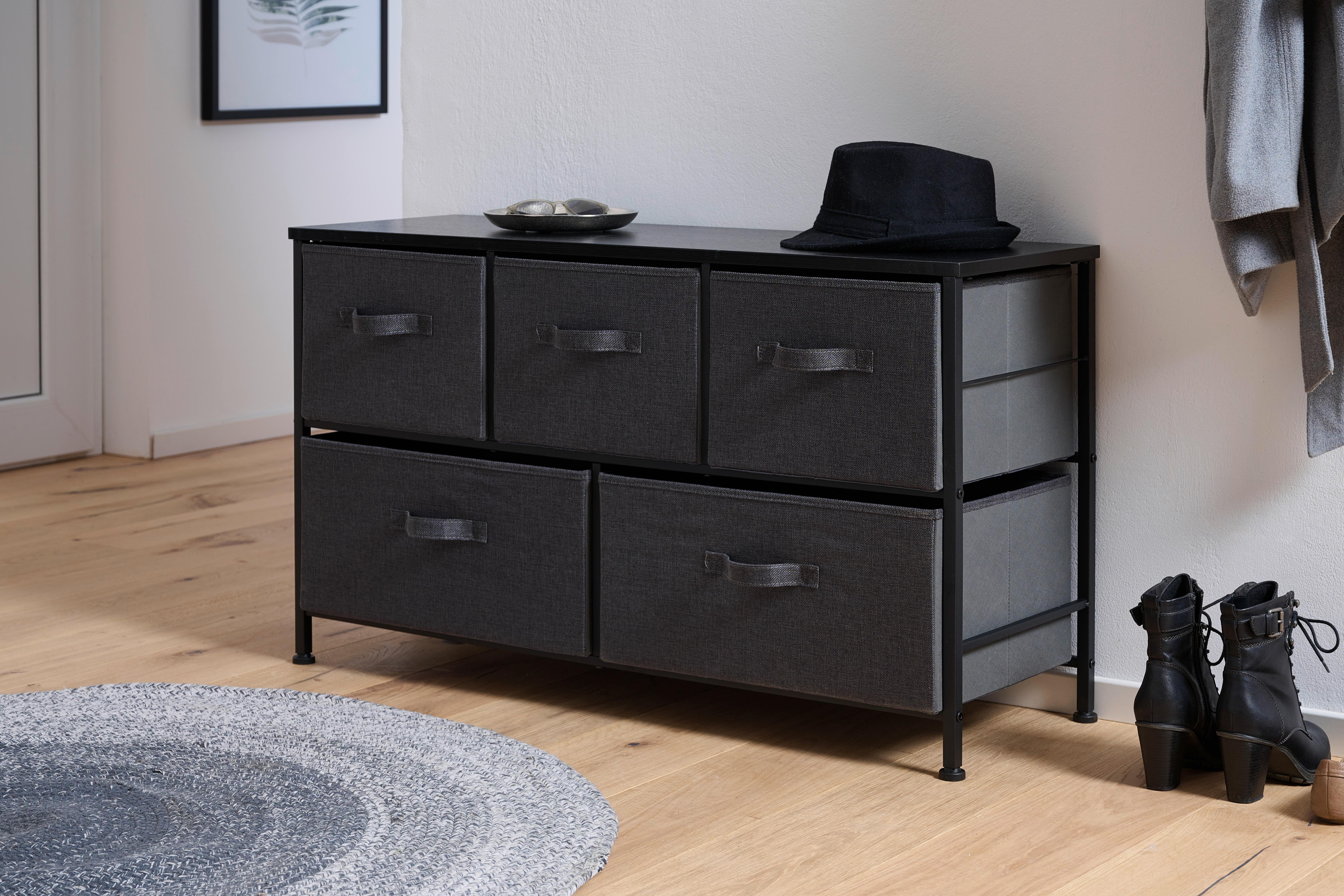 KOMODA KRETA - ciemnoszary/czarny, Modern, materiał drewnopochodny/metal (99/55/30cm) - PBJ