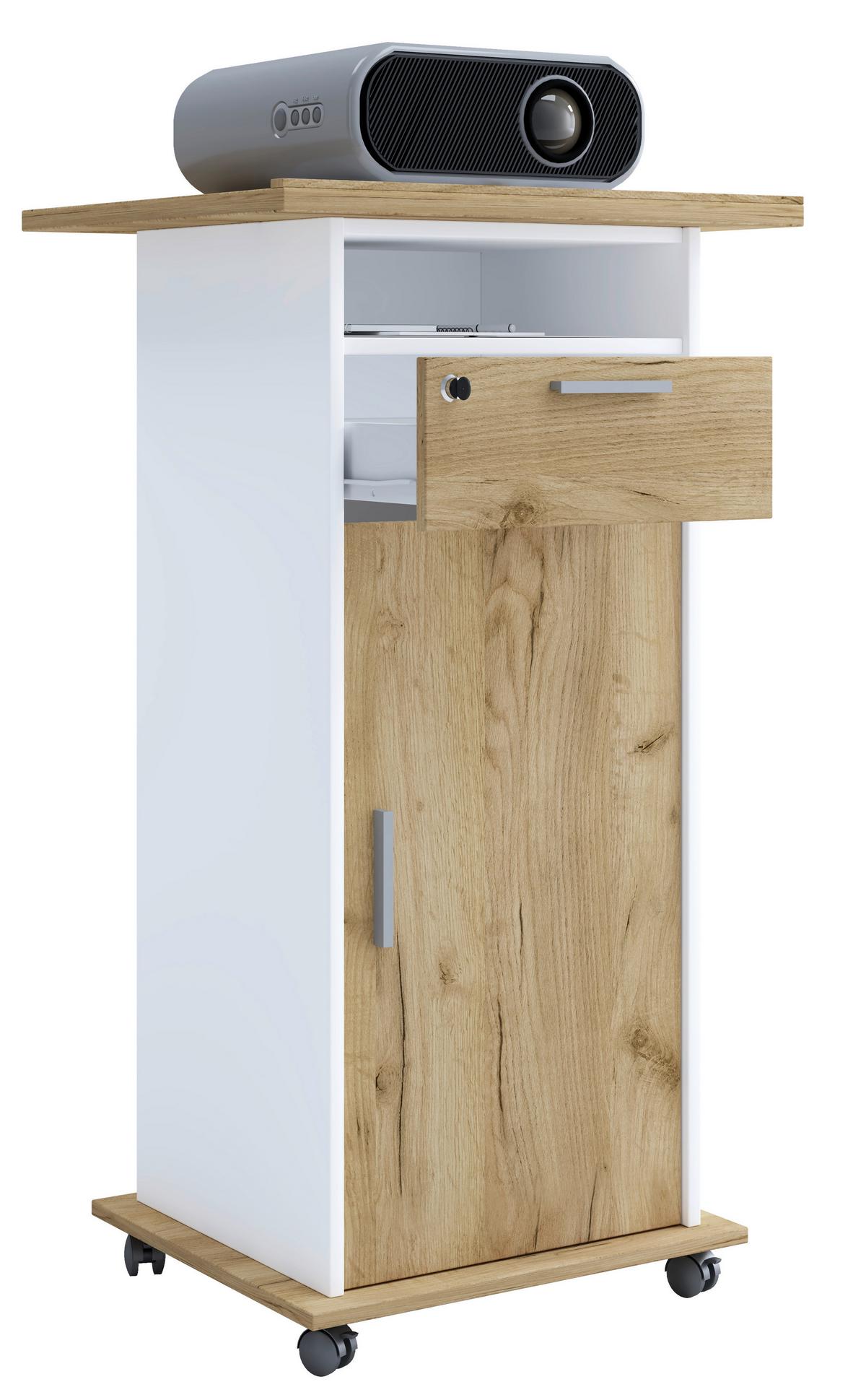 Stoječi Pult Melta, Bela, Barva Hrasta - bela/medeni hrast, Design, leseni material (60/50/108,3cm) - MID.YOU