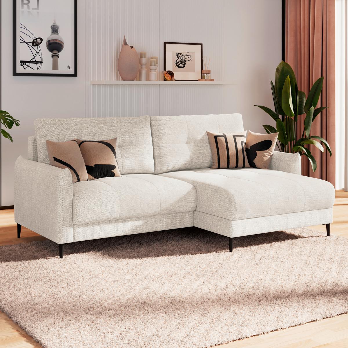 Kutna Garnitura Polis - bijela/crna, Trend, tekstil/metal (221/142cm) - Ondega