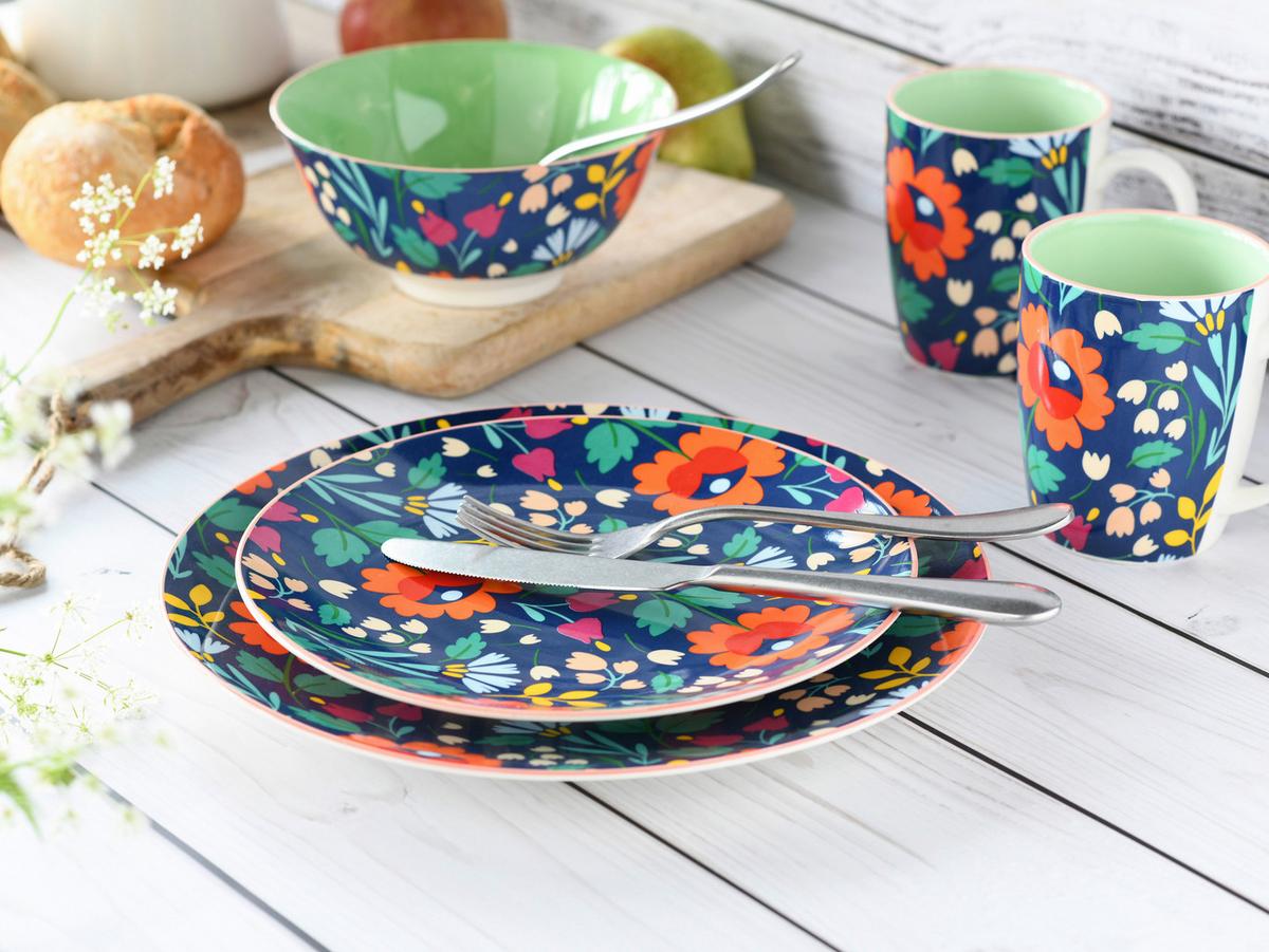Jedilni Servis Folklore Blue, 12-Delni - večbarvno, Design, keramika - Creatable