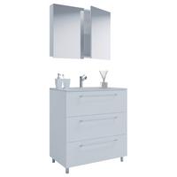 Kopalnica Schubo, Bela - bela/barve aluminija, Moderno, kovina/leseni material (80cm) - MID.YOU