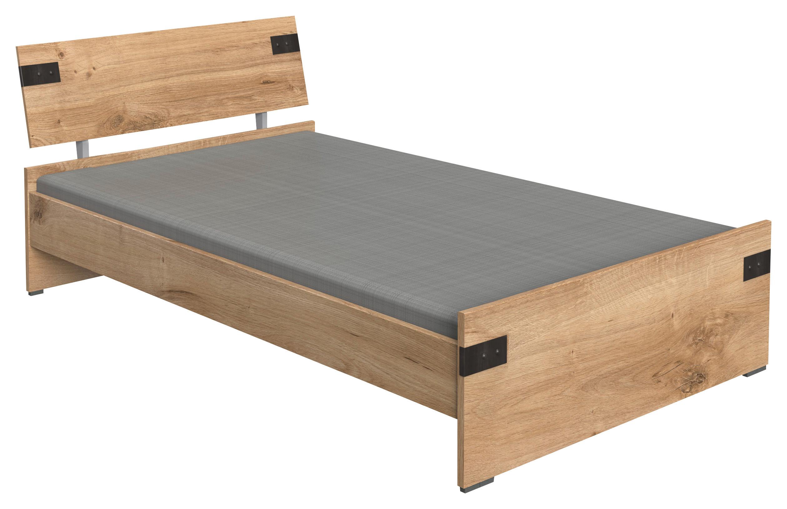 Bett Liverpool ca. 120x200 cm Graphit/Eiche - Eichefarben/Graphitfarben, Design, Holzwerkstoff (120/200cm) - MID.YOU