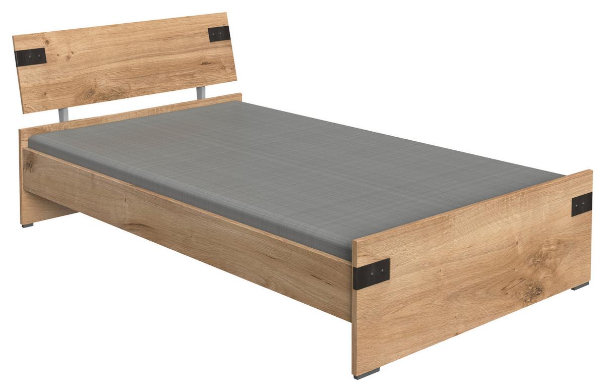 Bett Liverpool ca. 120x200 cm Graphit/Eiche - Eichefarben/Graphitfarben, Design, Holzwerkstoff (120/200cm) - MID.YOU