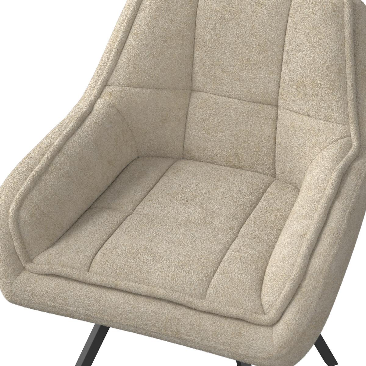 Armlehnstuhl Billy Creme Struktur Drehbar Gepolstert - Creme/Schwarz, MODERN, Holz/Textil (64/87/64cm) - Bessagi Home