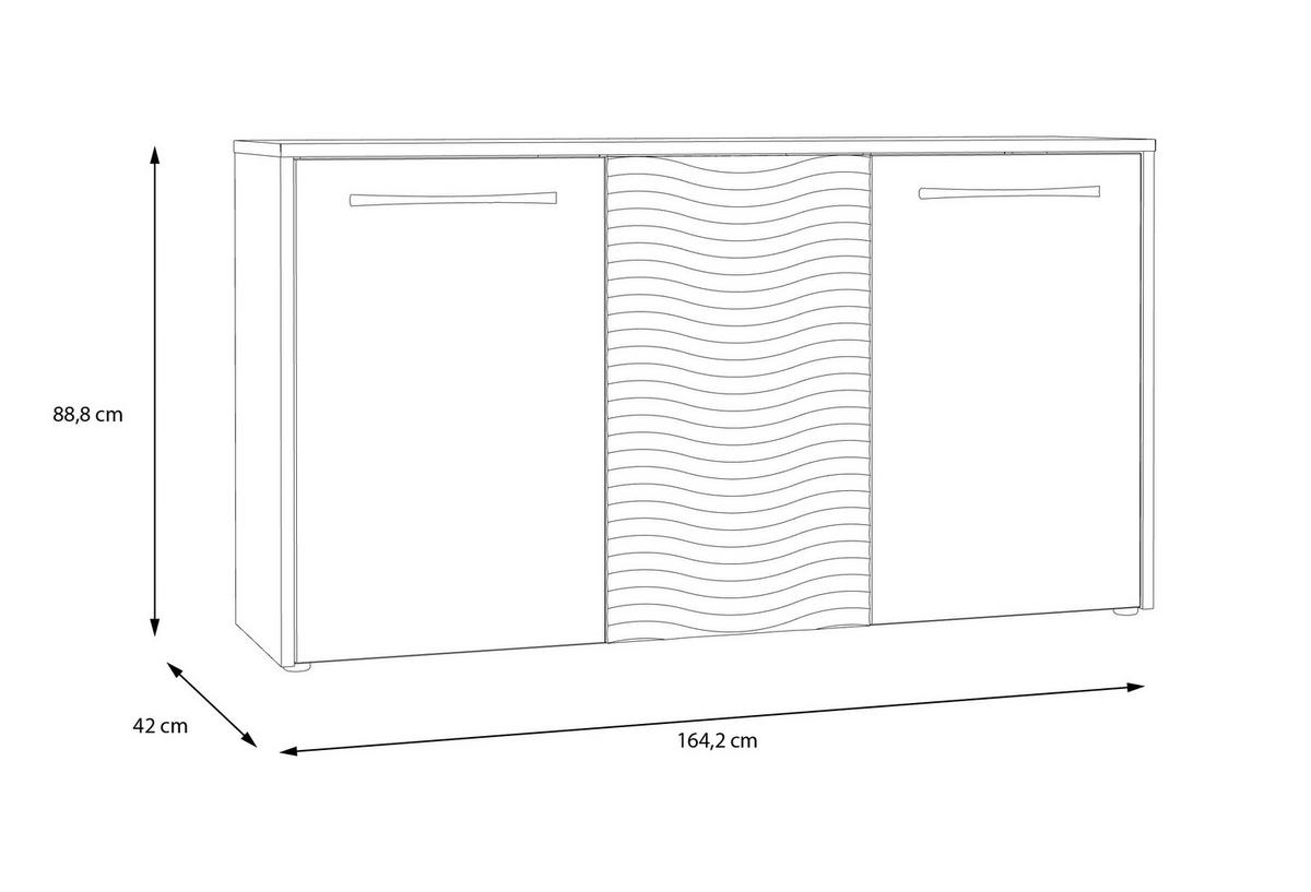 Komoda Karlshamn - bijela visoki sjaj/crna, Moderno, drvni materijal/metal (164,2/88,8/42cm) - Premium Living