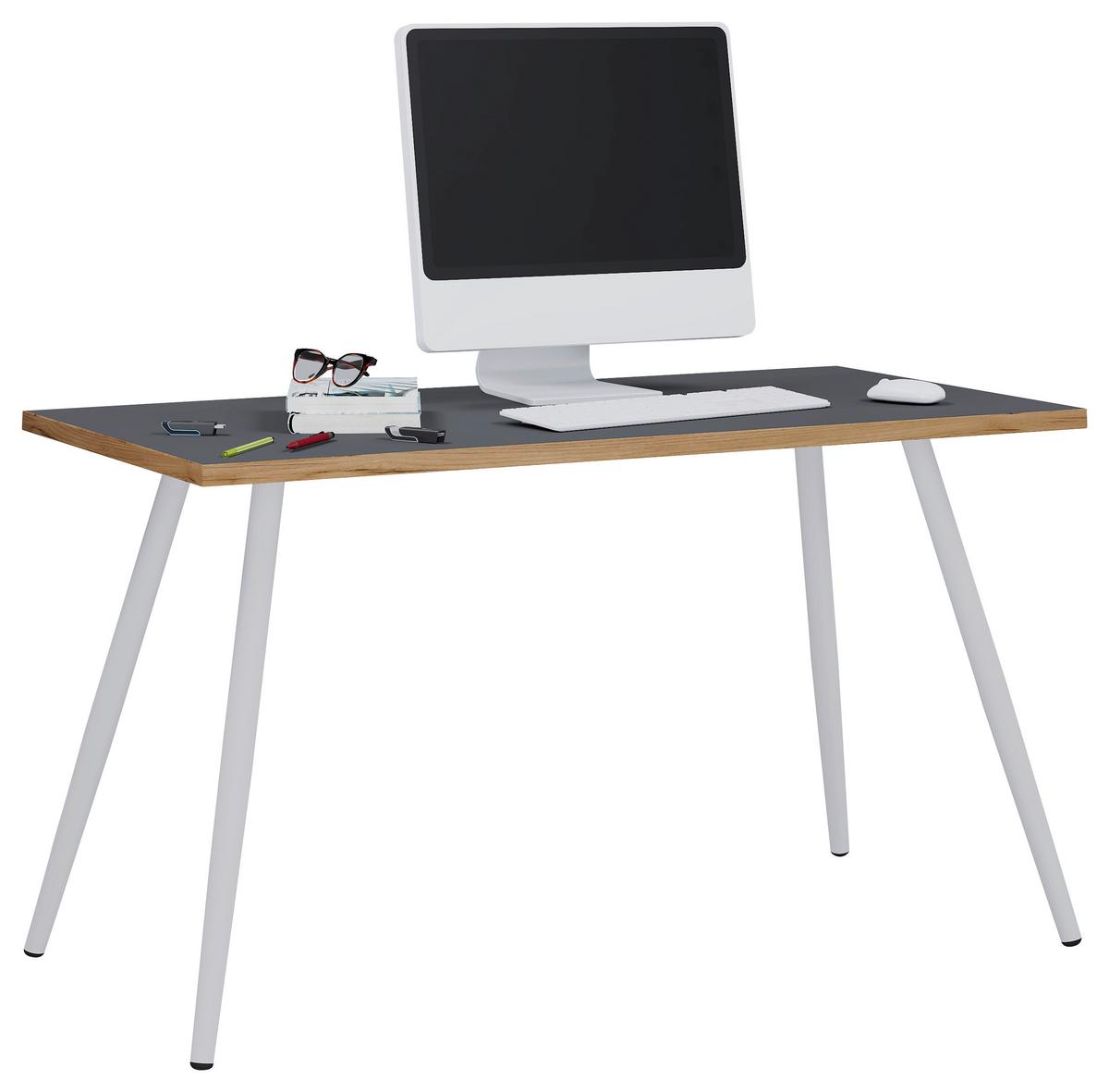 SCHREIBTISCH SALIA T80 - Honigeiche/Weiss, Design, Holzwerkstoff/Metall (110/80/70cm) - MID.YOU