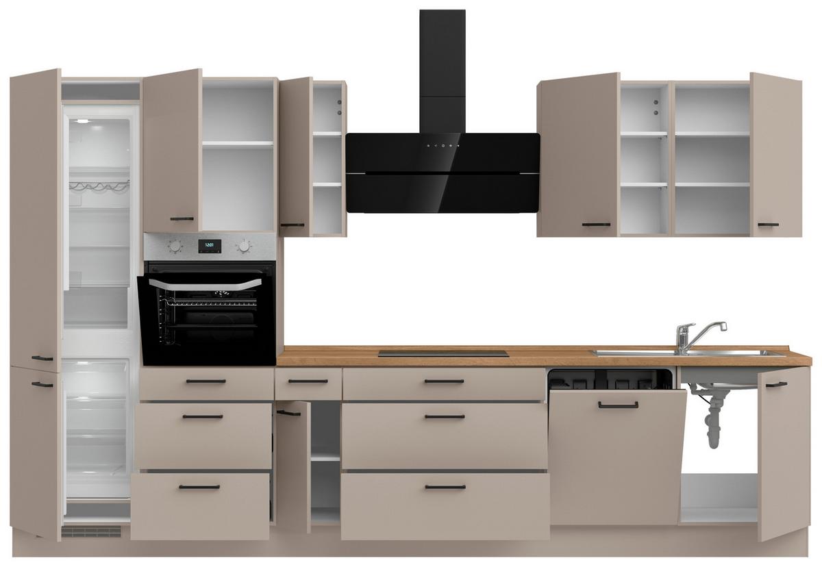 Küchenleerblock Easytouch High o. Geräte Sandfarben - Sandfarben/Eichefarben, MODERN, Holzwerkstoff/Metall (360cm) - Nobilia