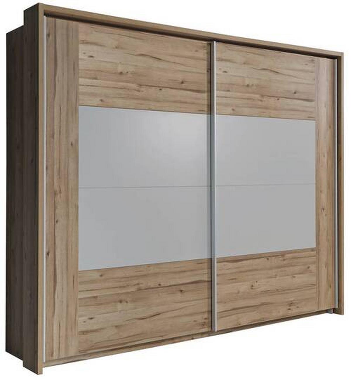 Omara Z Drsnimi Vrati Kasura, Barva Hrasta, Siva - siva/barve aluminija, Konvencionalno, kovina/leseni material (270/210/61cm) - Ti'me