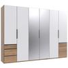 Drehtürenschrank Level 36A mit Spiegel ca. 300 cm Weiß/Eiche - Chromfarben/Eichefarben, MODERN, Glas/Holzwerkstoff (300/216/58cm) - MID.YOU