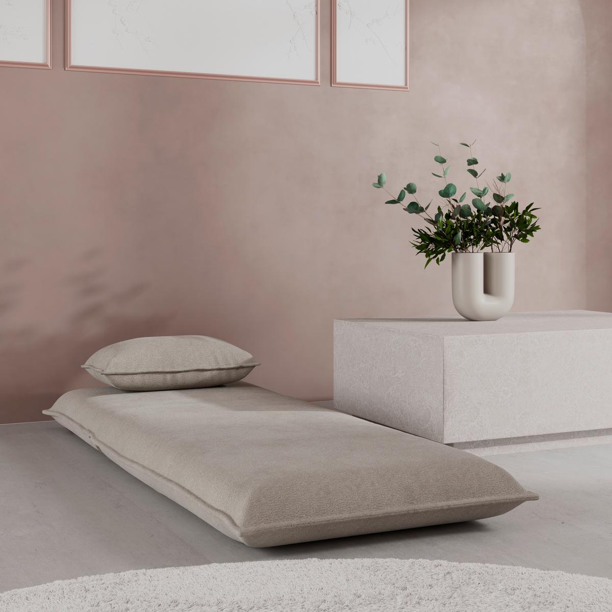 Schlafsessel Macy Bouclé Beige - Beige, MODERN, Textil/Metall (83/35/65cm) - Bessagi Home