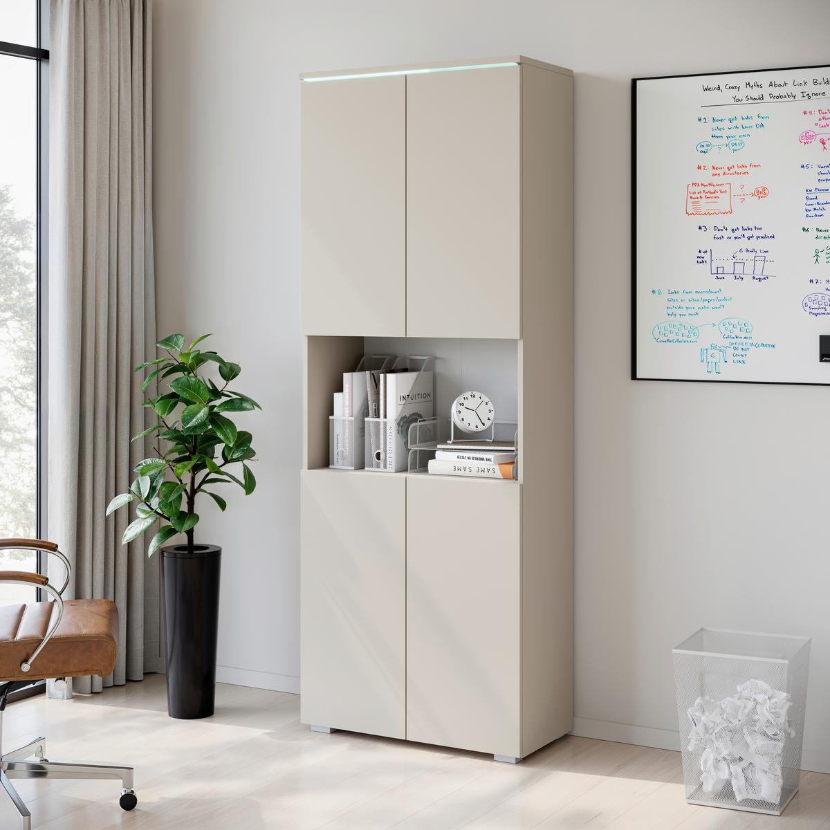 Arhivska Omara Vera 70, Bež, Kašmir - kašmir/bež, Design, leseni material (68/181,9/33cm) - Livetastic