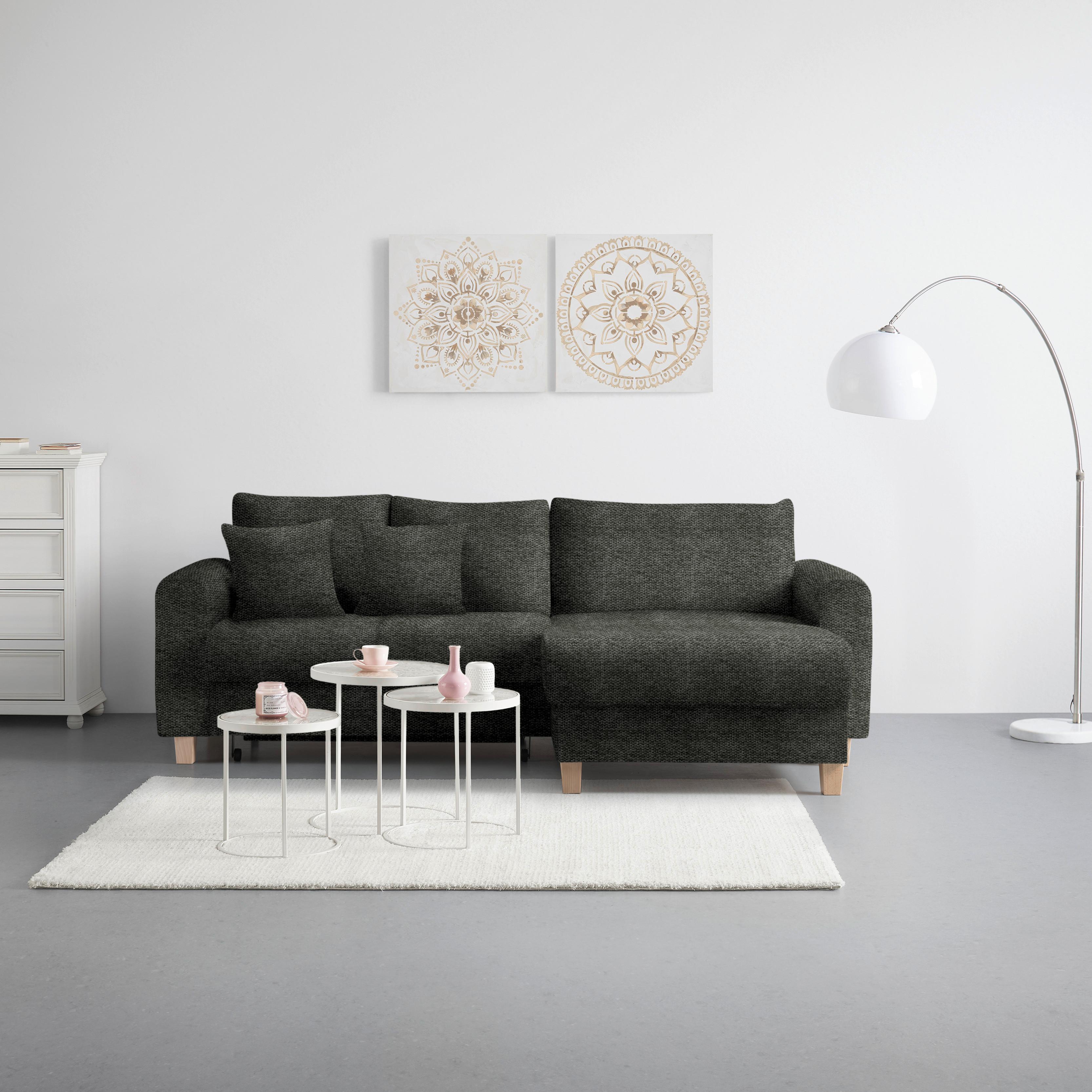 Wohnlandschaft Lille Anthrazit - Hellbraun/Anthrazit, MODERN, Holz/Textil (232/110/156cm) - Mömax