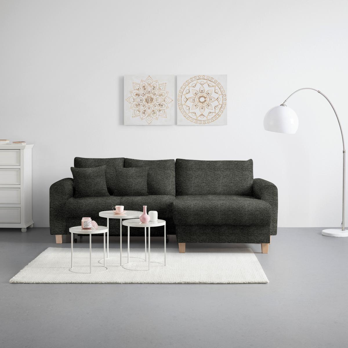 Kutna Garnitura Lille - svijetlo smeđa/antracit, Moderno, tekstil/drvo (232/110/156cm) - Best Price