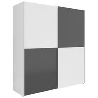 Schwebetürenschrank Weiss/graphitfarben - Weiss/Silberfarben, Holzwerkstoff/Kunststoff (170/191/59cm) - Based