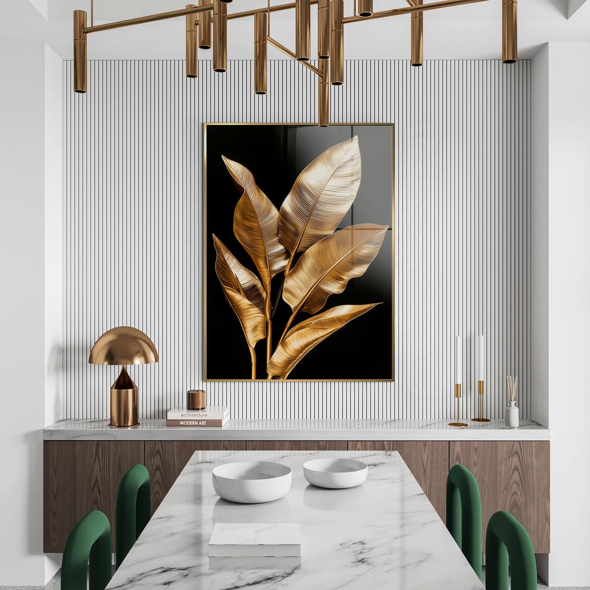 Glasbild Schwarz/Goldfarben ca.80x120cm - Goldfarben/Schwarz, Basics, Glas/Holz (80/120cm)