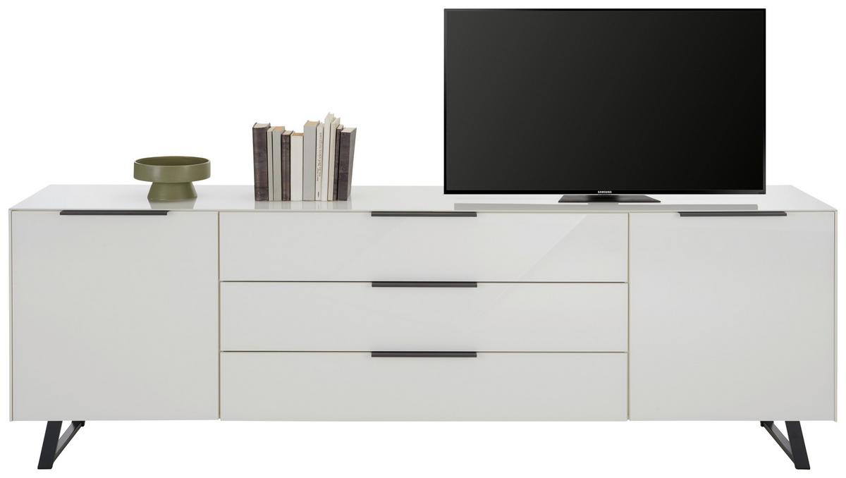 Nizka Omarica Max Box, Bela - barve nerjavečega jekla/črna, Moderno, kovina/umetna masa (235/63/45cm) - Premium Living