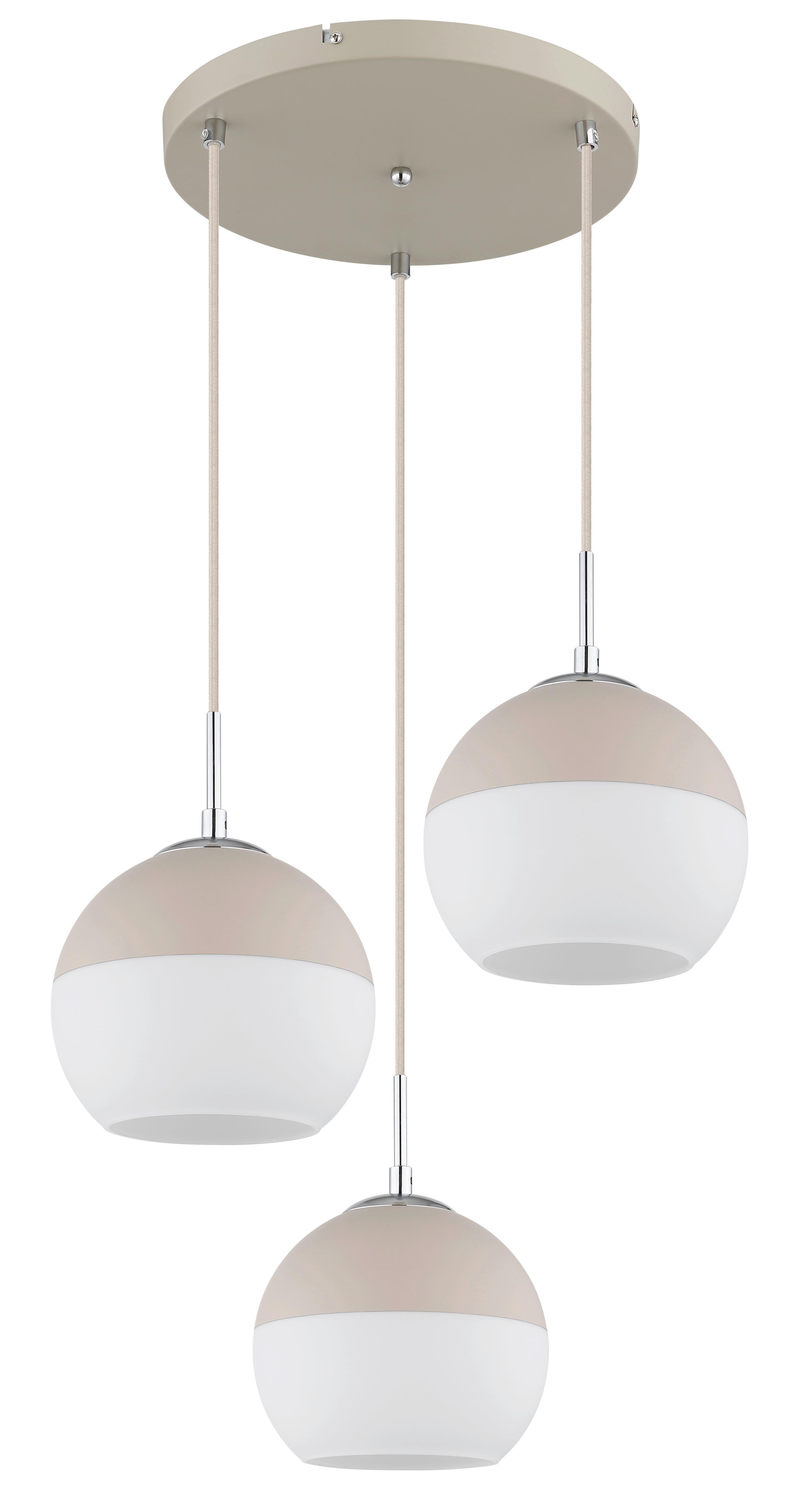 Lampă Suspendată Ragusa - alb/bej, Design, sticlă/metal (42,5/120cm) - Globo