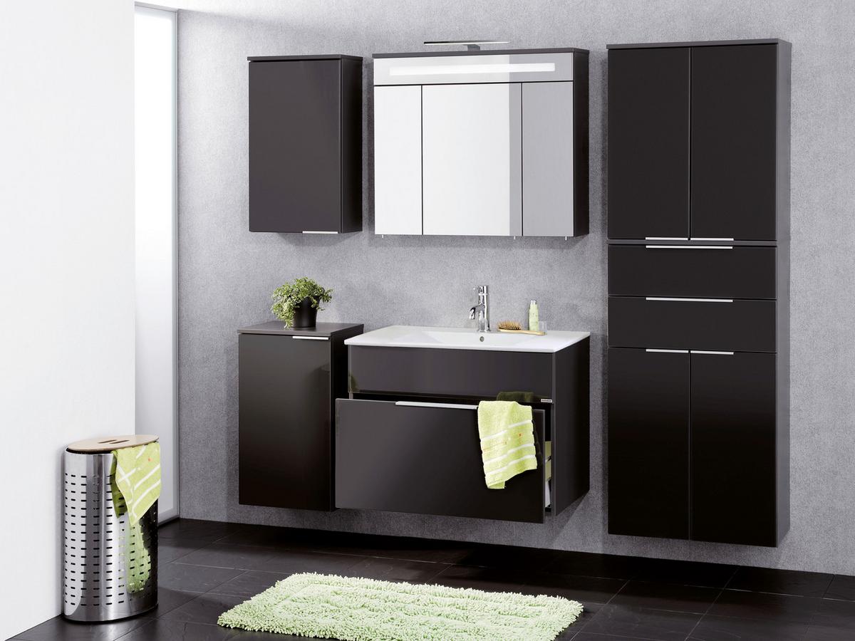 Hochschrank Kara anthrazit - Anthrazit/Silberfarben, MODERN, Glas/Holzwerkstoff (64/180/39cm) - MID.YOU