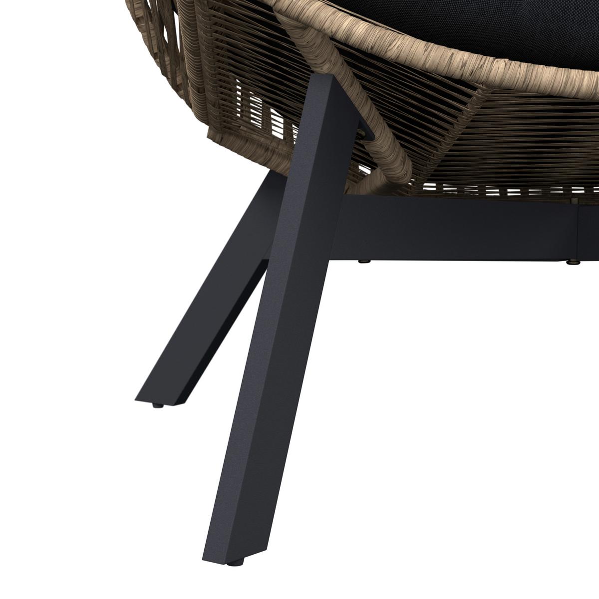 FOTEL TARASOWY WILLI SCHWARZ - kolor naturalny/czarny, Design, tworzywo sztuczne/metal (96/140/101cm) - Ambia Garden