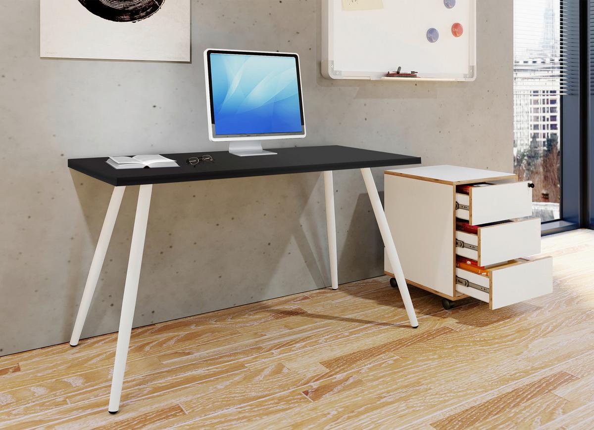 Pisalna Miza Salia, Antracit, Bela, 110x50cm - bela/antracit, Moderno, kovina/leseni material (110/50/70cm) - MID.YOU
