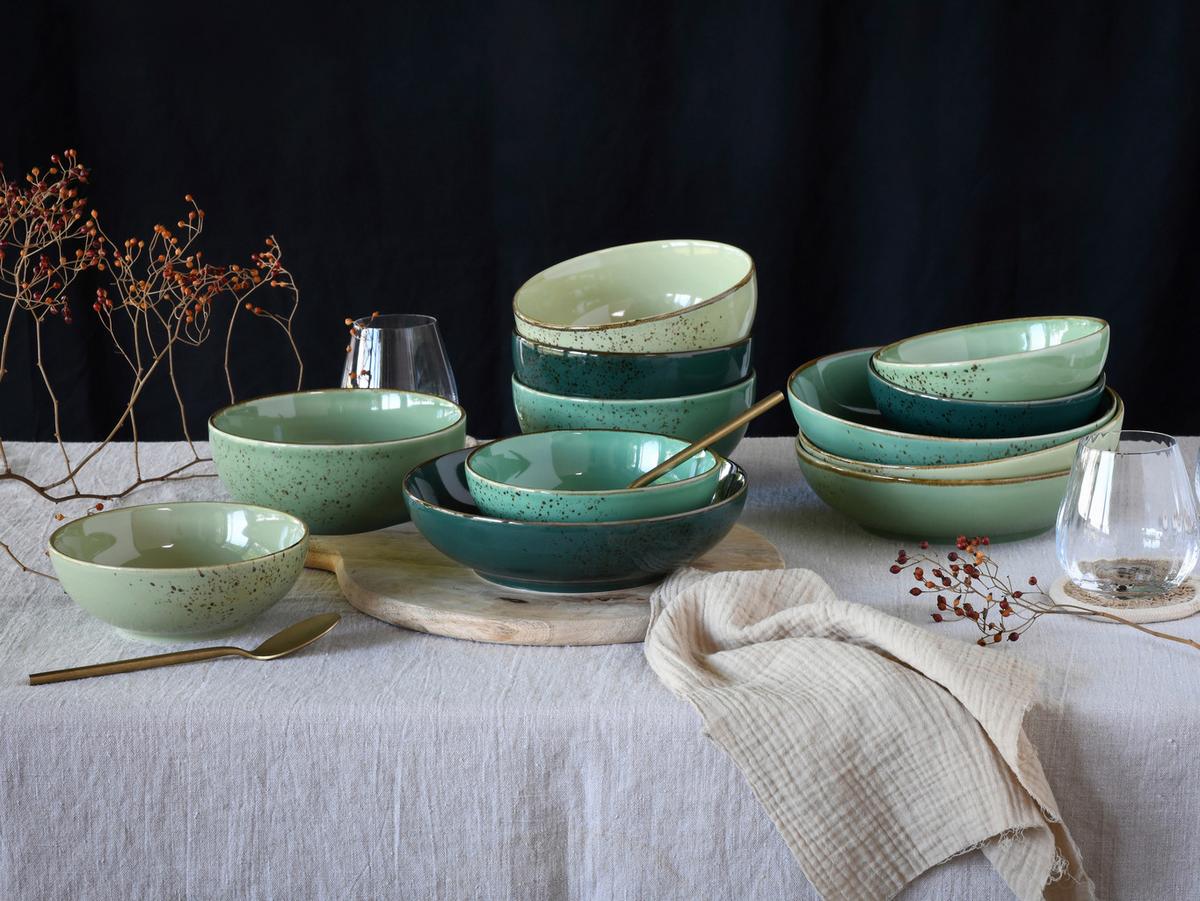 Set Posod Green Life, 12-Delni - zelena, Basics, keramika - Creatable