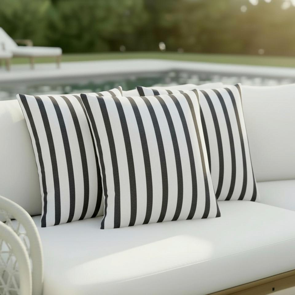 Outdoorkissen Giada Schwarz/Weiß ca. 45x45 cm - Schwarz/Weiß, MODERN, Textil (45cm) - Bessagi Garden