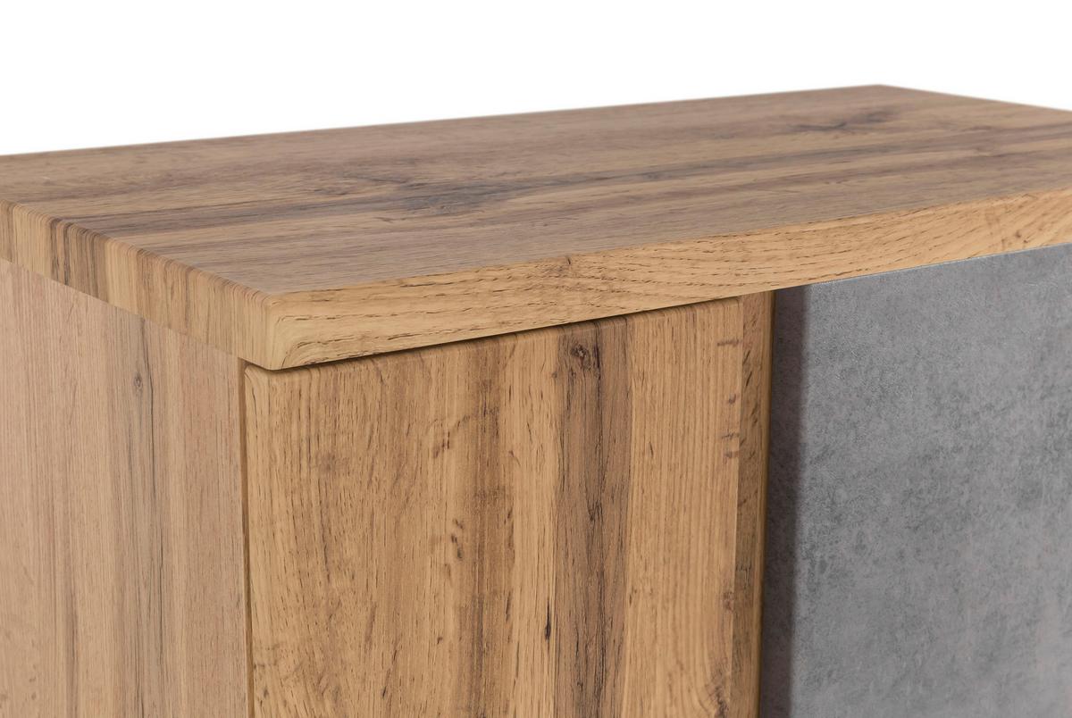 Midischrank Varese ca. 65x130 cm Hellgrau/Eiche - Eiche Wotan/Hellgrau, MODERN, Holzwerkstoff (65/130/35cm) - Held