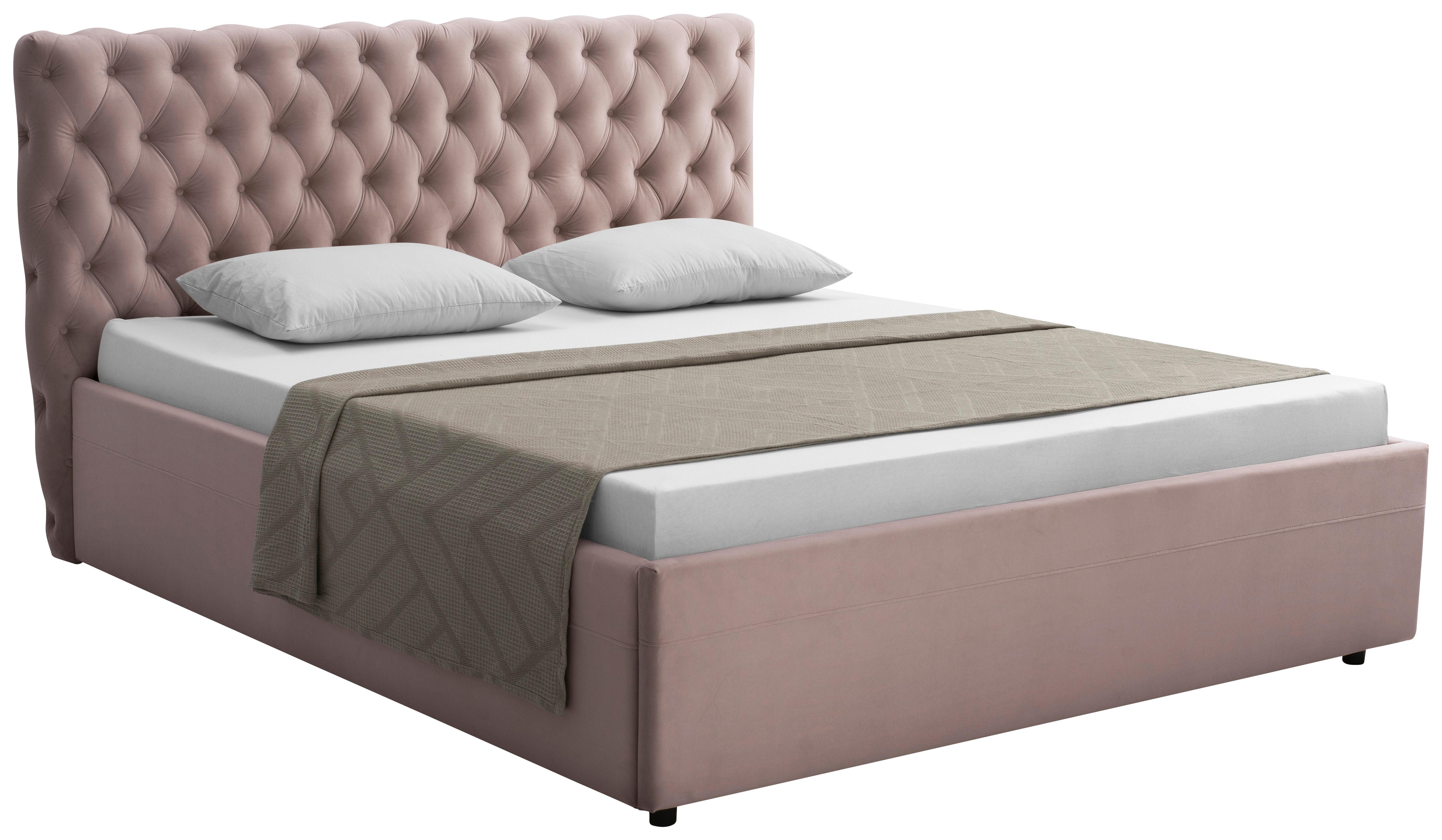 STOPPAD SÄNG KATAR -EXKLUSIV- - svart/syrén, Klassisk, textil (140/200cm) - Mömax