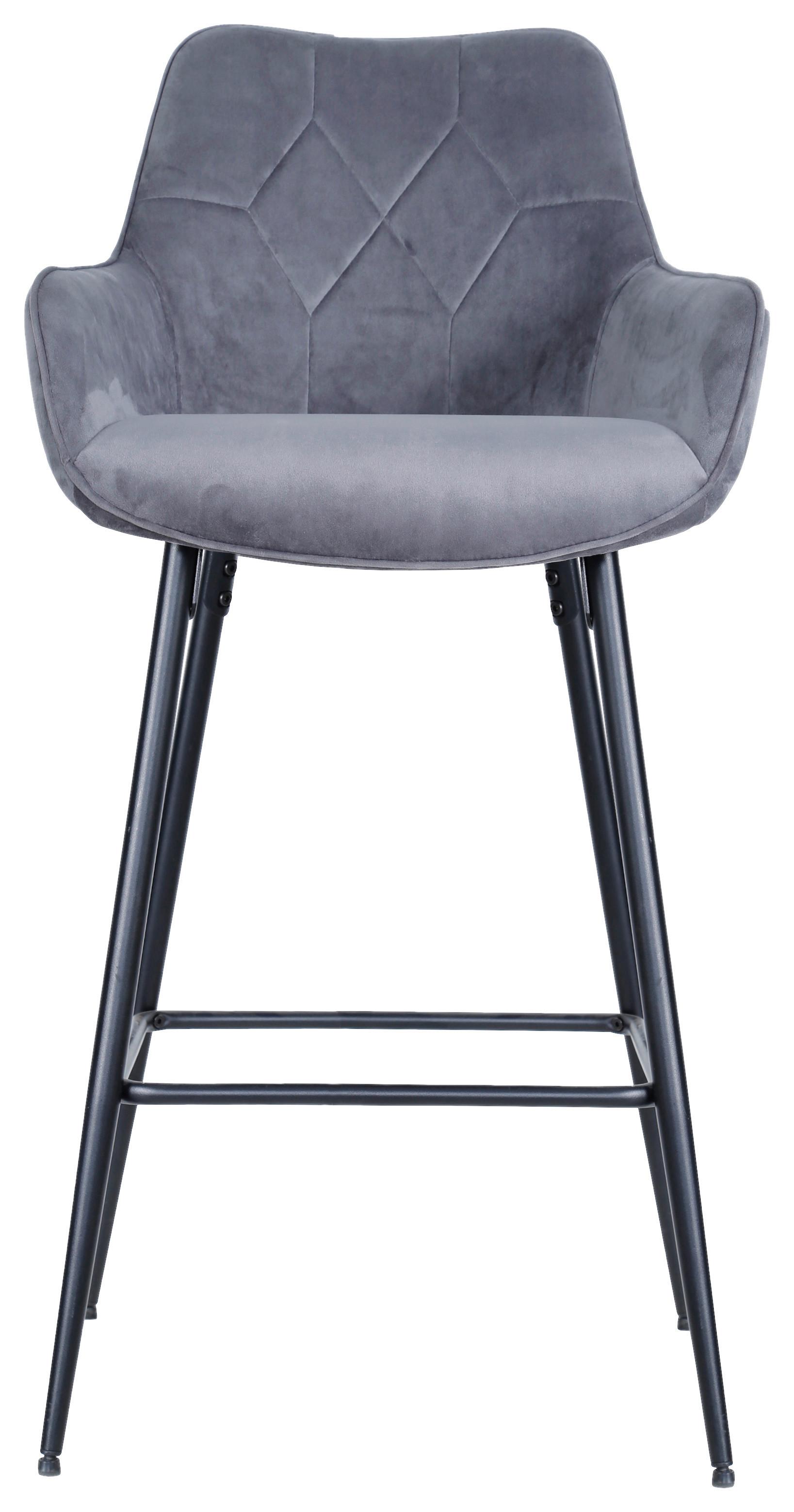 STOŁEK BAROWY DAISY - czarny/szary, Modern, metal/drewno (54/109/53cm) - MID.YOU